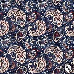 QT Fabrics American Tapestry Paisley Navy