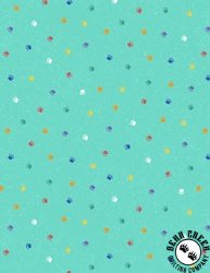 Wilmington Prints Fe-Line Frisky Paw Prints Teal