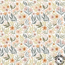 Windham Fabrics Petal and Purr Floral Garden White Windham Fabrics Petal and Purr Floral Garden White
