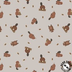Lewis and Irene Fabrics Small Things Rivers and Creeks Beavers Warm Grey Lewis and Irene Fabrics Small Things Rivers and Creeks Beavers Warm Grey