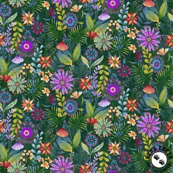 Henry Glass Down the Fairy Path Medium Wildflowers Forest Teal Henry Glass Down the Fairy Path Medium Wildflowers Forest Teal