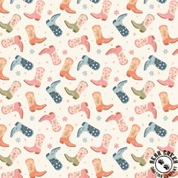 Cloud9 Fabrics Petal and Pony Luck Cowgirl Kicks Cream