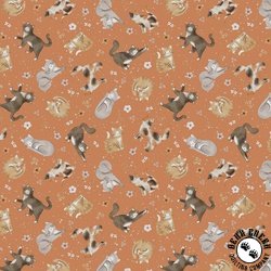 Windham Fabrics Petal and Purr Feline Friends Rust Windham Fabrics Petal and Purr Feline Friends Rust
