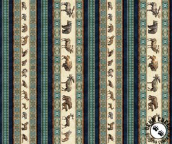 QT Fabrics Enchanted Forest Animal Stripe Navy