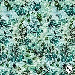P&B Textiles Petal Play 108 Inch Wide Backing Fabric Graphic Floral Teal/Green