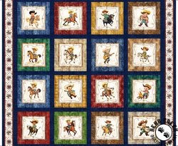 QT Fabrics Yippie Ki Yay! Cowboy and Cowgirl Picture Patches Panel Multi QT Fabrics Yippie Ki Yay! Cowboy and Cowgirl Picture Patches Panel Multi