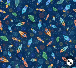 Maywood Studio Space Monsters Rush Hour Spaceships Dark Navy/Multi Maywood Studio Space Monsters Rush Hour Spaceships Dark Navy/Multi
