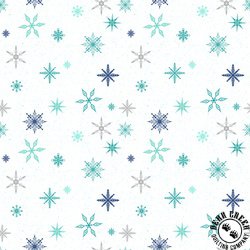 Clothworks Snow Drift Snowflakes White
