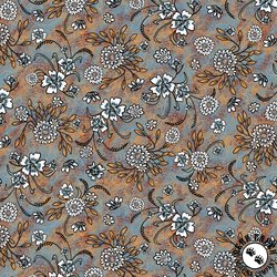 P&B Textiles Still Life Allover Floral Rust/Blue