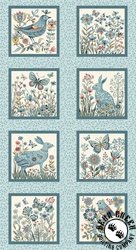 Henry Glass Norwegian Forest Blocks Panel Pale Blue