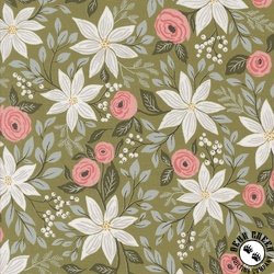 Moda Berry And Pine Poinsettia Party Sage Moda Berry And Pine Poinsettia Party Sage