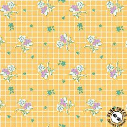 Maywood Studio Dilly Dally Floral Grid Yellow