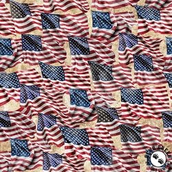 QT Fabrics Stars, Stripes, and Steel Waving American Flag Cream QT Fabrics Stars, Stripes, and Steel Waving American Flag Cream
