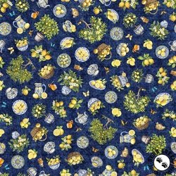 QT Fabrics Citrus Bliss Lemons and Flora Navy QT Fabrics Citrus Bliss Lemons and Flora Navy