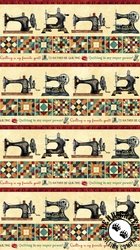 Northcott Stonehenge Stitchin Border Stripe Beige/Multi Northcott Stonehenge Stitchin Border Stripe Beige/Multi