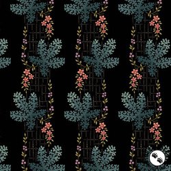 Andover Fabrics Dahlia Tree Moss Midnight