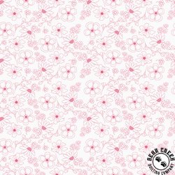 Riley Blake Designs Painted Petals Outlined Flowers White Riley Blake Designs Painted Petals Outlined Flowers White