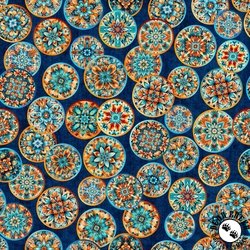 QT Fabrics Oasis Fiesta Circles Navy QT Fabrics Oasis Fiesta Circles Navy