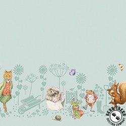Riley Blake Designs Peter Rabbit and Friends Border Print Blue Riley Blake Designs Peter Rabbit and Friends Border Print Blue
