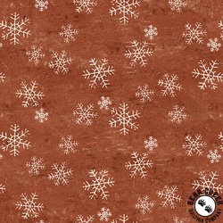 Clothworks Snow Mountain Flannel Snowflakes Dark Rust