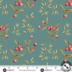 Andover Fabrics Dahlia Coralberry Sage