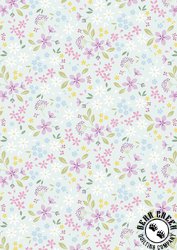 Lewis and Irene Fabrics Pressed Flowers Floral Ode Light Teal