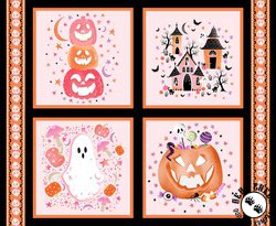 Blank Quilting Ghostly Greetings Pillow Panel Light Pink Blank Quilting Ghostly Greetings Pillow Panel Light Pink
