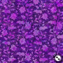 In The Beginning Fabrics Oriental Gardens Fan Floral Purple