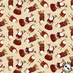 Clothworks Gingerbread Christmas Santas Dark Butter