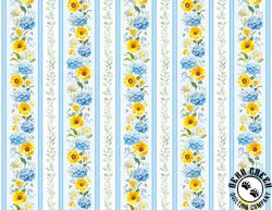 Wilmington Prints Bees and Blooms Border Stripe