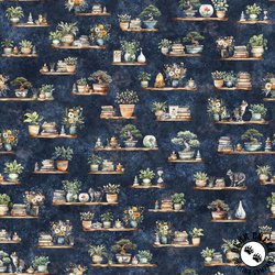 QT Fabrics Home Sweet Home Floating Shelves Navy