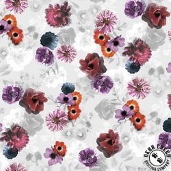 P&B Textiles Moon Flower Tossed Floral on Tone Light Silver P&B Textiles Moon Flower Tossed Floral on Tone Light Silver