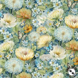 Timeless Treasures Forest Whisper Forest Floral and Butterflies Bloom