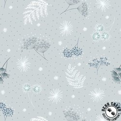 Lewis and Irene Fabrics The Secret Winter Garden Flannel Frosted Garden Light Grey