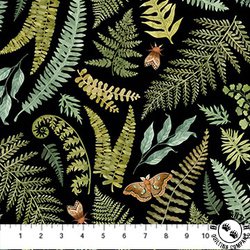 Northcott Wild Harvest Large Ferns Black