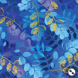 Benartex Metallic Impressions Ethereal Leaves Royal Benartex Metallic Impressions Ethereal Leaves Royal