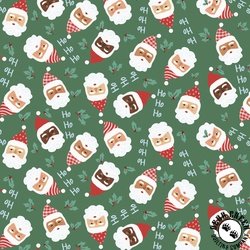 P&B Textiles Christmas Miniatures III Tossed Santas Green