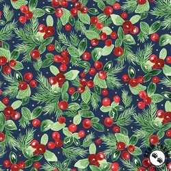 P&B Textiles Joyful Packed Berry Branches Dark Blue P&B Textiles Joyful Packed Berry Branches Dark Blue