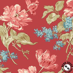 Andover Fabrics Lighthouse Front Porch Bouquet Red Roof