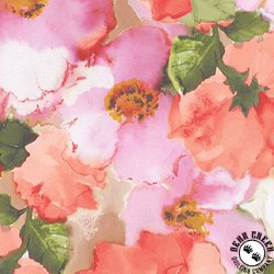 Maywood Studio Flower Wash 108 Inch Wide Backing Fabric Peach/Pink