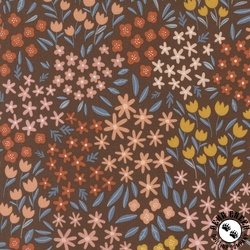 Moda Blossoms and Blooms Small Flowers Chocolate