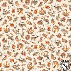 Studio E Fabrics Foliage and Fur Coats Fall Fauna Cream