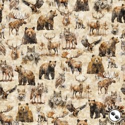 QT Fabrics Mountain Splendor Lodge Animals Tan QT Fabrics Mountain Splendor Lodge Animals Tan