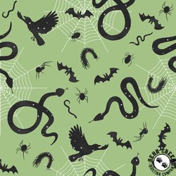 Studio E Fabrics Paranormal Parade Creepy Crawlies Green