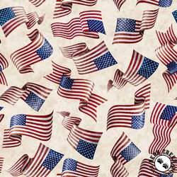 QT Fabrics American Spirit Flag Toss Cream