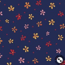 P&B Textiles Country Poetry Flower and Dot Toss Dark Blue P&B Textiles Country Poetry Flower and Dot Toss Dark Blue