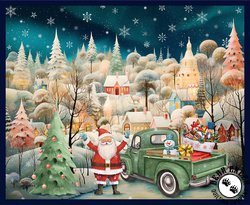 Blank Quilting Comfort and Joy Christmas Panel Green Blank Quilting Comfort and Joy Christmas Panel Green