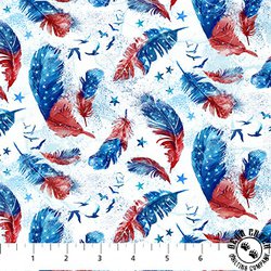 Northcott Patriot Feather Toss White