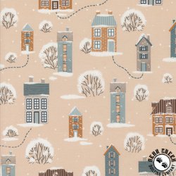 Moda Purrfect Christmas Snowy Town Bubblegum