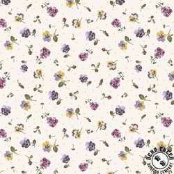 Marcus Fabrics Dandy Pansies Tossed Pansies Cream Marcus Fabrics Dandy Pansies Tossed Pansies Cream